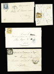 1850-1878, sélection de 4 lettres : N°1a 10c bistre-brun,