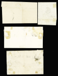 1850-1878, sélection de 4 lettres : N°1a 10c bistre-brun,