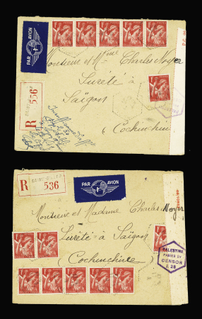 Deux lettres recommandées par avion de St Gilles (Indre)