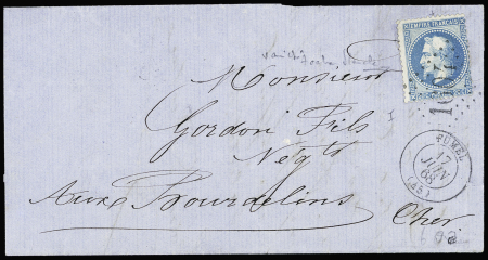 N°29A 20c bleu Type I avec variété tache blanche dans