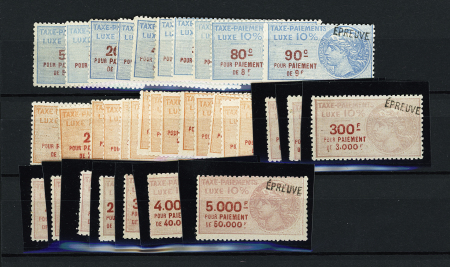Taxe de Luxe Série 1 à 34 (A), 5c à 5000F, surcharge