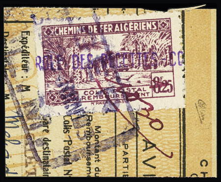 Surcharges de gare d'Alger P.L.M, n°107A, 10F30 s.8F25