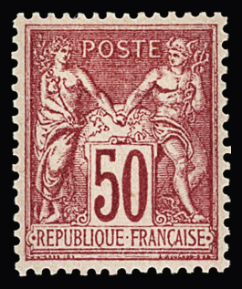 N°98 50c. rose, neuf *, centrage exceptionnel, TB.