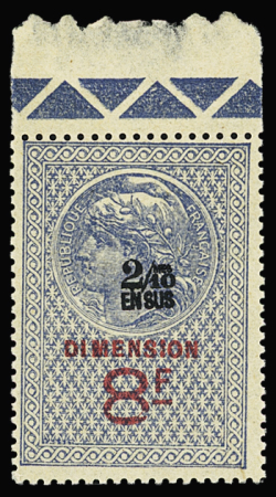 Dimension n°86, 8F surchargé "2/10 en sus", bdf, **,