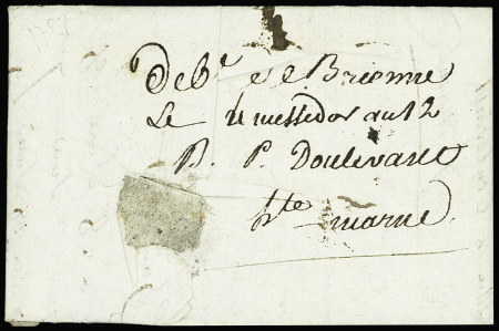 AUBE Lettre avec MP "83 Sens" et au verso déboursé