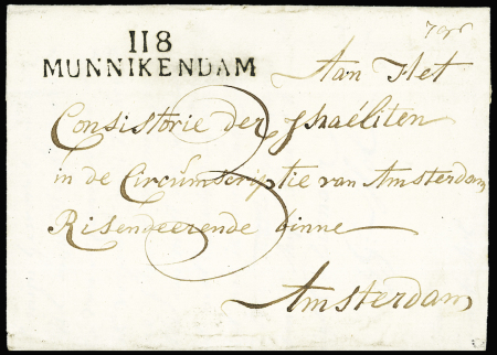 "118 Munnikendam" (1813) pour Amsterdam. TB