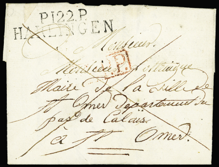 "P 122 P Harlingen" (1813), rare et TB