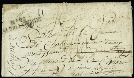 MP bleue "N°22 arm. D'Allemagne" sur lettre avec a