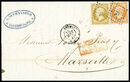 N°13 + 16 OBL ancre + CAD "Hermus" (1857) sur lett