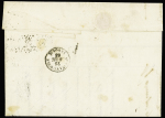 N°22, 3 pièces, OBL ancre + CAD "Meinam" (1863) su