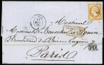 N°23 OBL ancre + CAD "Niemen" (1866) sur lettre de