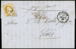 N°23 OBL ancre + CAD "Pausilippe" (1863) sur lettr
