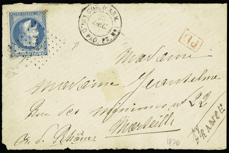 N°29 OBL ancre + CAD rond "Cor. D. Arm. Lig. O Paq