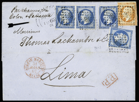 N°14 paire + 2 pièces + n°16 OBL PC 1495 + CAD rou