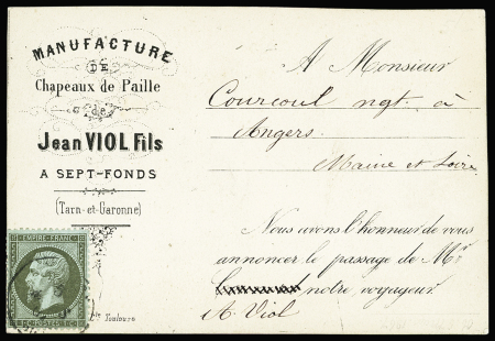N°19 OBL CAD sur carte précurseur (avis de passage