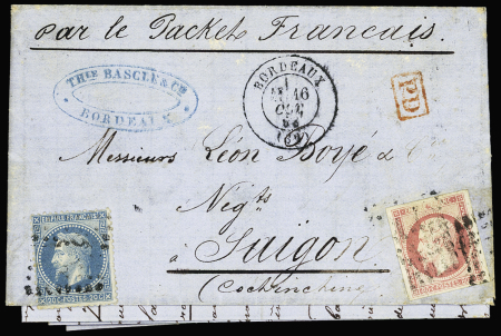 N°17A (LD) + 29 OBL GC + T17 Bordeaux (1868) sur lettre