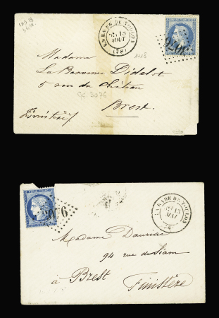 Poste navale : 2 lettres AFF n°29 et n°60 OBL GC 3