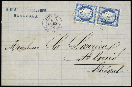 N°60 en paire OBL ancre + CAD rond "Ligne J Paq. F