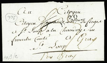 JURA Lettre de Dijon pour St Loup près Bray avec au
