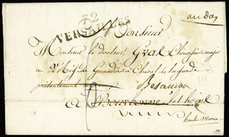 Lettre de Versailles pour Bourbonne les Bains avec