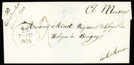 Lettre avec cursive "50 Colombey les deux Eglises"