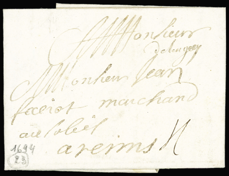 Lettre avec marque manuscrite "De Longwy" (L n°1 -