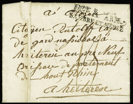 Lettre avec MP "Don Arm Sambre et Meuse" (An3). TB