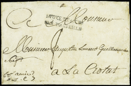 Lettre de Chypre (1781) pour la Ciotat avec MP + t