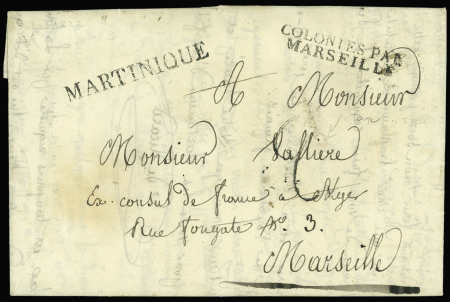 Lettre pour Marseille (1822) avec MP "Martinique"