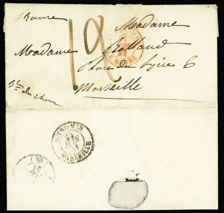 Lettre de Valparaiso pour Marseille (1841) avec au
