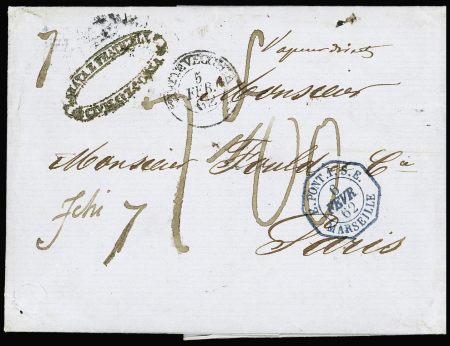 Lettre de Rome pour Paris avec CAD octogonal bleu