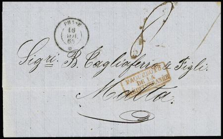 Lettre non affranchie avec CAD de paquebot "Phase