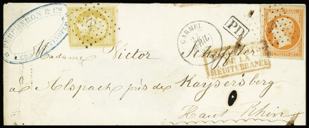 N°13 (touché) + 16 OBL ancre + CAD "Carmel *" (1858)