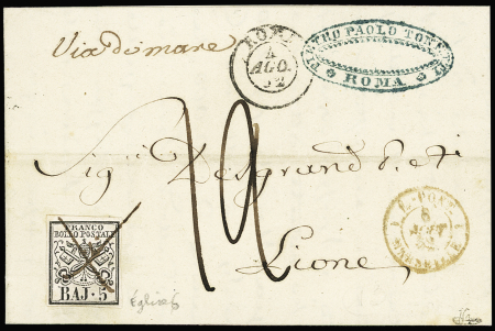 ETATS PONTIFICAUX N°6 annulée croix à la plume (timbre
