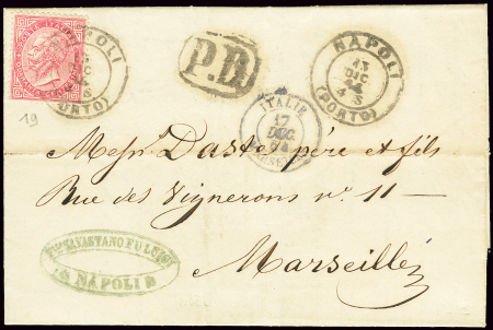 2 lettres avec CAD d'entrée "Italie Marseille" (18