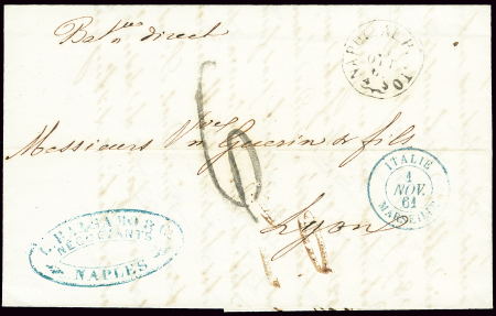 2 lettres avec CAD d'entrée "Italie Marseille" (18