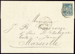 N°90 OBL CAD "Marseille ligne d'Ajaccio" (1889 - S