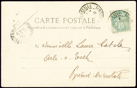N°111 OBL CAD "Marseille ligne de Bougie" (1903 -