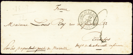 Lettre non affranchie datée du Pirée pour Rochefor