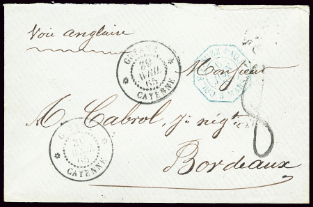 Lettre non affranchie avec CAD "Guyane Cayenne" (1