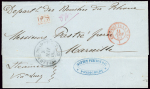 Lettre non affranchie avec CAD "Bureau de Pondiche