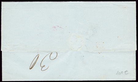 Lettre non affranchie avec CAD "Bureau de Pondiche