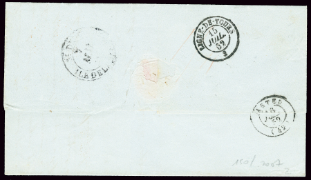 Lettre non affranchie de Saint-Denis (Réunion) ave