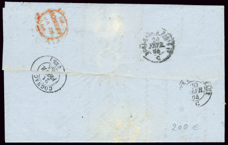Lettre de Bombay pour Cognac avec griffe encadrée
