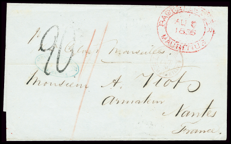 Lettre avec grand cachet ovale rouge "Packet lette