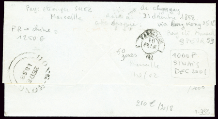 Lettre de Shangaï via Hong-Kong pour Marseille ave