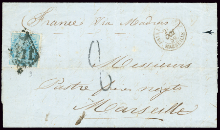 Inde Anglaise n°9 sur lettre de Poondi près de Mad