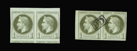 N°7 1c vert-olive en 4 ex : une paire neuve**  avec