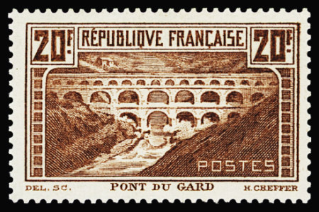 N°262c 20f Pont du Gard, Type IIA, neuf **, annotation