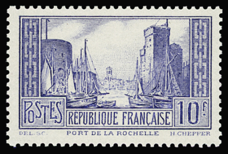 N°261b 10f outremer pâle, La Rochelle, neuf **, TB